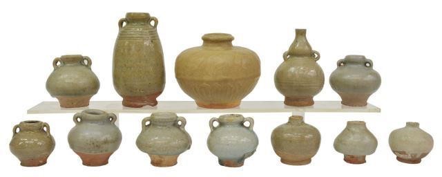 Appraisal: lot of Celadon-glazed earthenware ceramics likely Sawankhalok Thailand many miniature