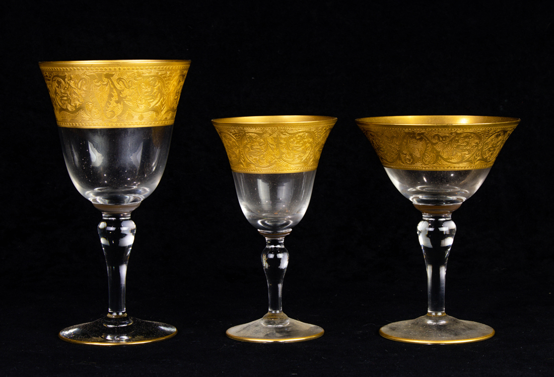 Appraisal: Lot of Glastonbury-Lotus tooled gilt rimmed stemware in the Georgian