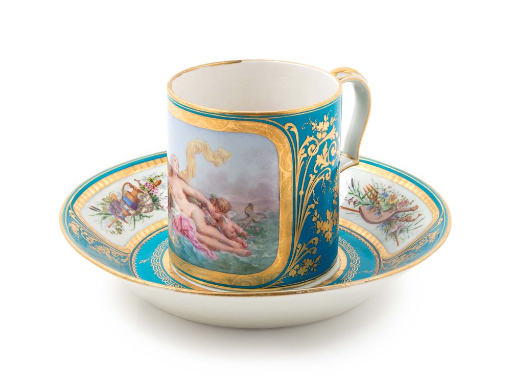 Appraisal: A Sevres Painted Parcel Gilt and Celeste Blue-Ground Porcelain Cup