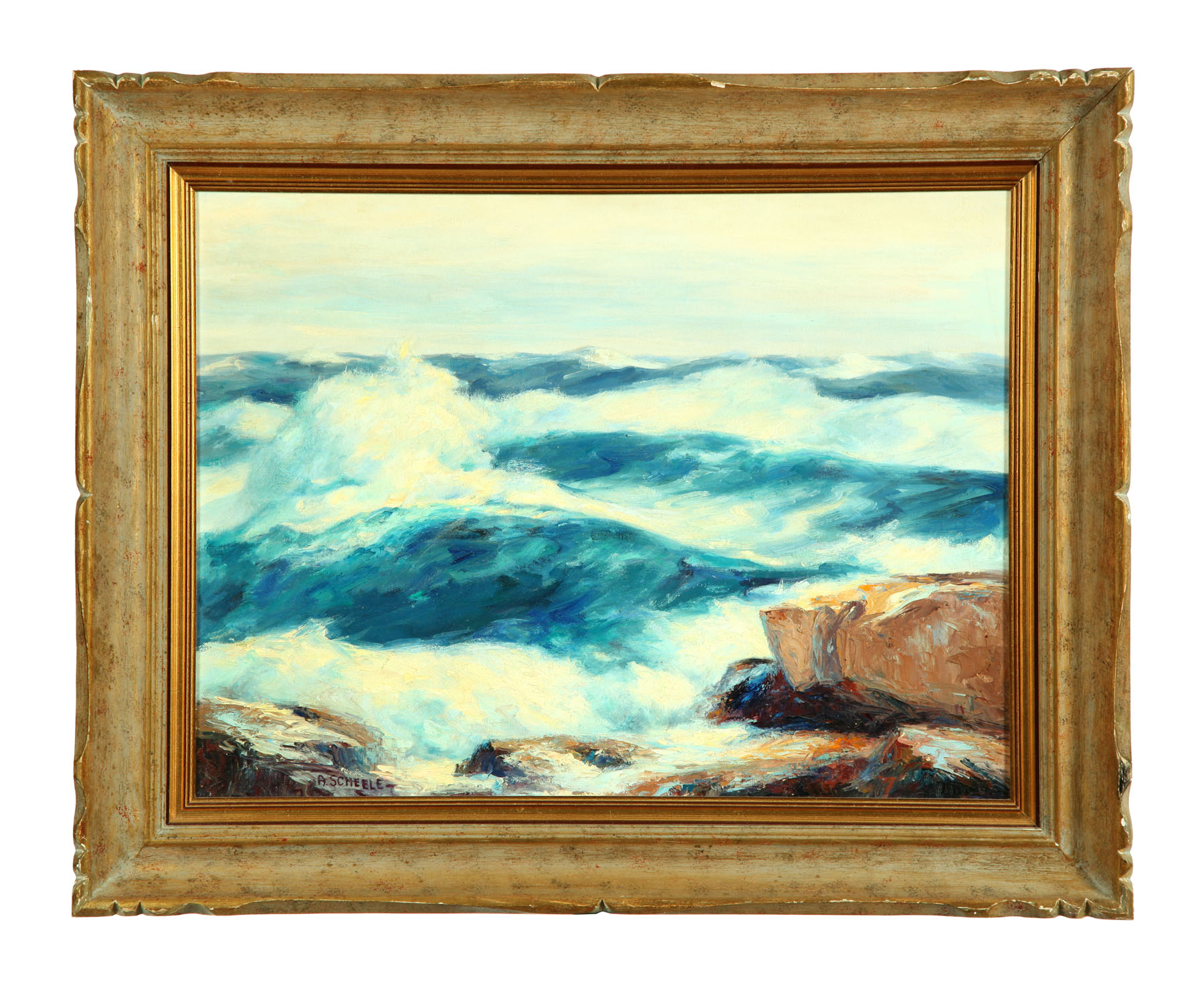 Appraisal: SEASCAPE BY ARNOLD SCHEELE OHIO - Oil on canvas board