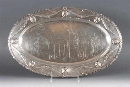 Appraisal: French Neoclassical style silver oval platter th century decorated with