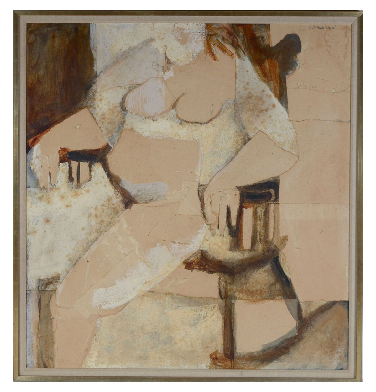 Appraisal: HATHAWAY-MORTON Marjorie American - Abstract Seated Nude Oil Masonite with