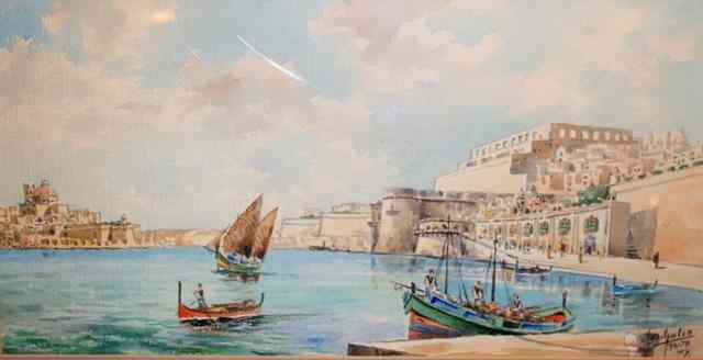 Appraisal: JOSEPH GALEA - Valetta Harbour Malta signed inscribed Malta and