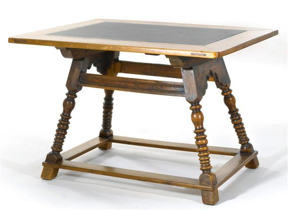 Appraisal: SLATE TABLE Baroque style Alpine region Walnut Rect top with