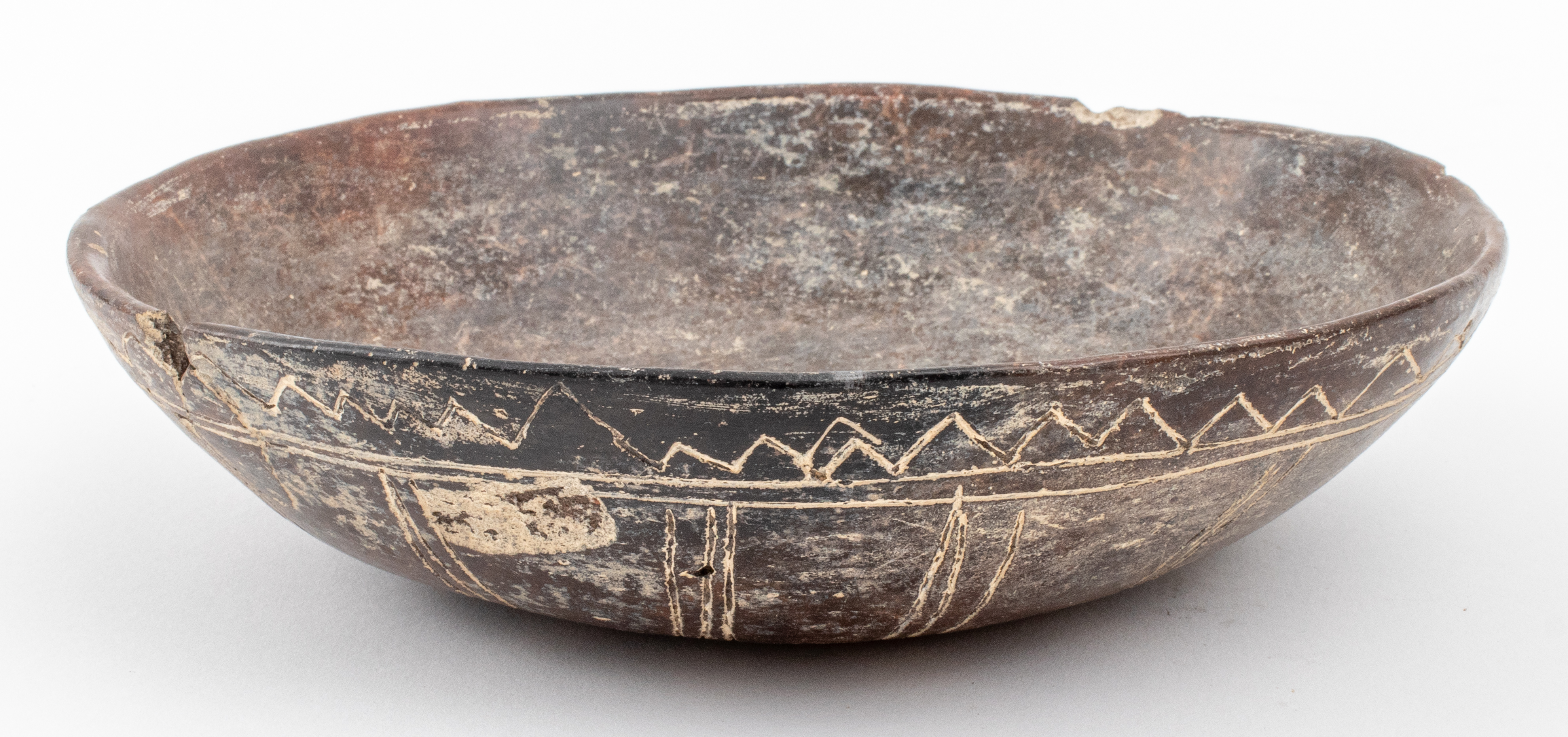 Appraisal: PRE-COLUMBIAN INCISED BLACKWARE BOWL Pre-Columbian blackware ceramic stoneware earthenware pottery