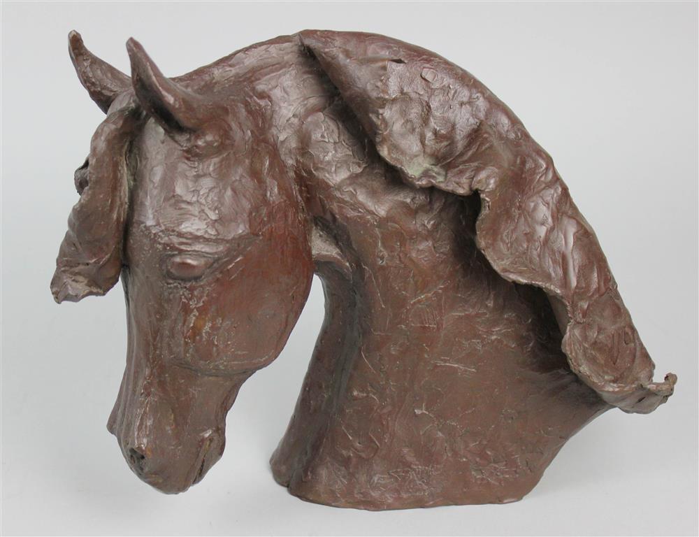 Appraisal: TAUNI DE LESSEPS FRENCH - PATINATED BRONZE HORSE HEAD signed