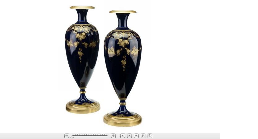 Appraisal: Pair of Limoges cobalt and gilt decorated porcelain urns early