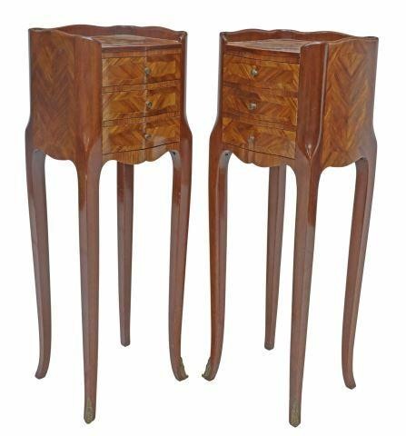 Appraisal: pair Petite Louis XV style bedside tables th c partial