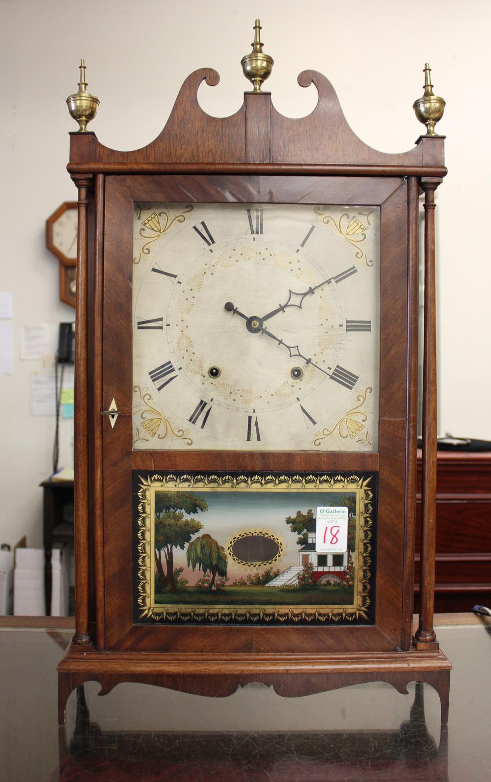 Appraisal: FEDERAL MAHOGANY PILLAR SCROLL SHELF CLOCK Eli Terry Son Plymouth