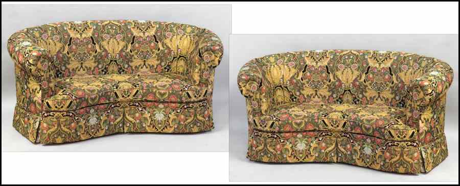 Appraisal: PAIR OF UPHOLSTERED SOFAS H '' W '' D ''