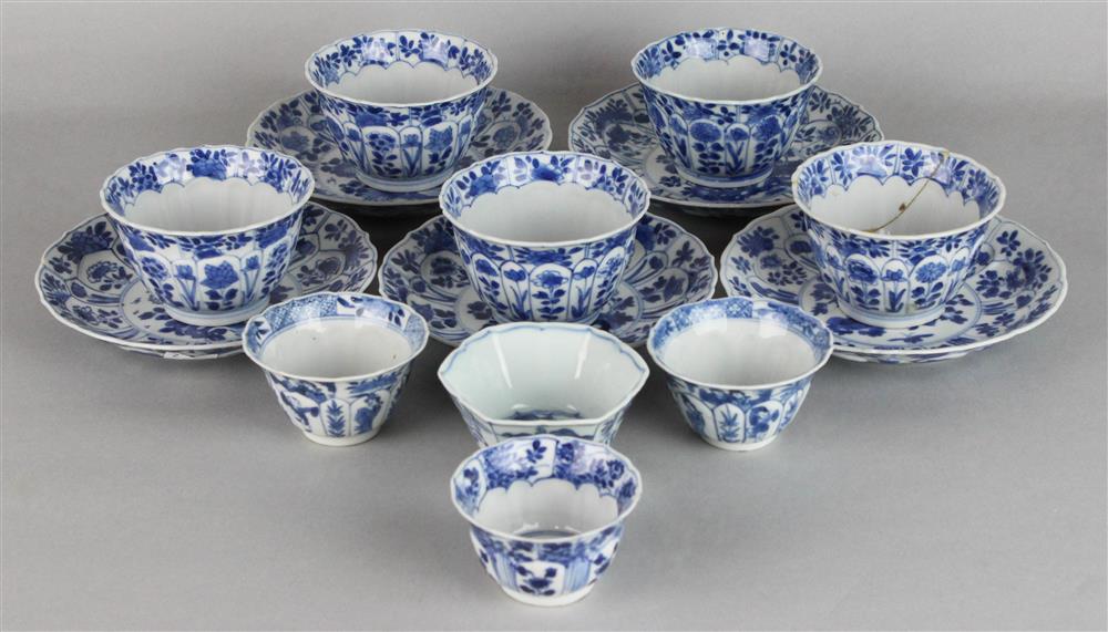 Appraisal: SET OF FIVE PAIRS OF BLUE AND WHITE MOLDED SAUCER