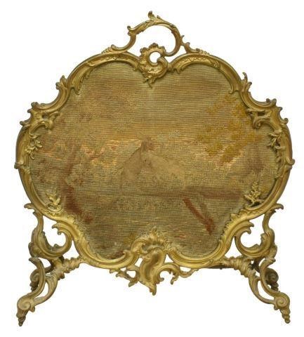 Appraisal: French Louis XV style bronze firescreen late th c scrolling