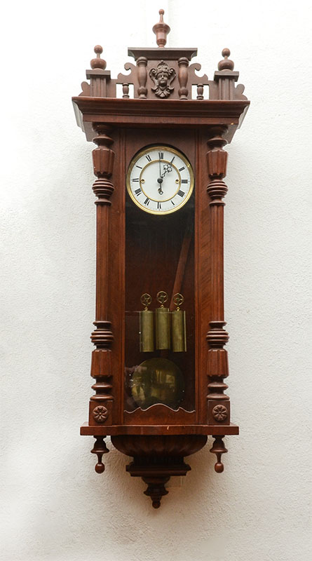 Appraisal: VIENNA TRIPLE WEIGHT REGULATOR CLOCK Removable architectural pediment with applied