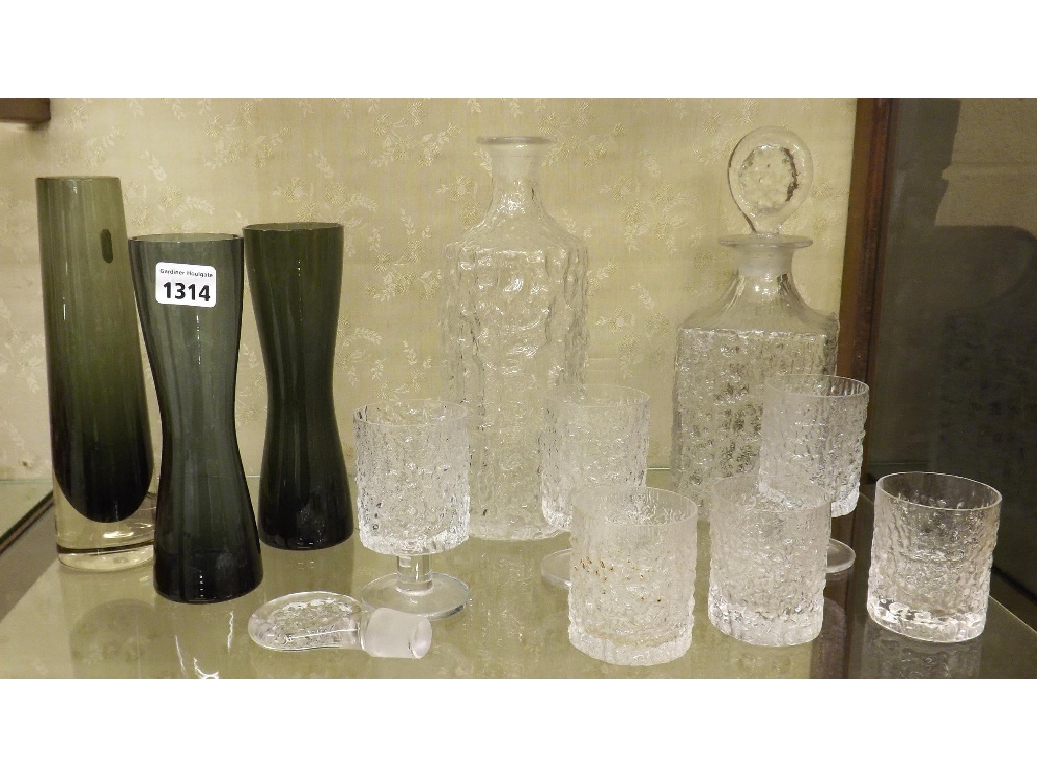 Appraisal: Collection of Whitefriars glass to include two decanters three cordial