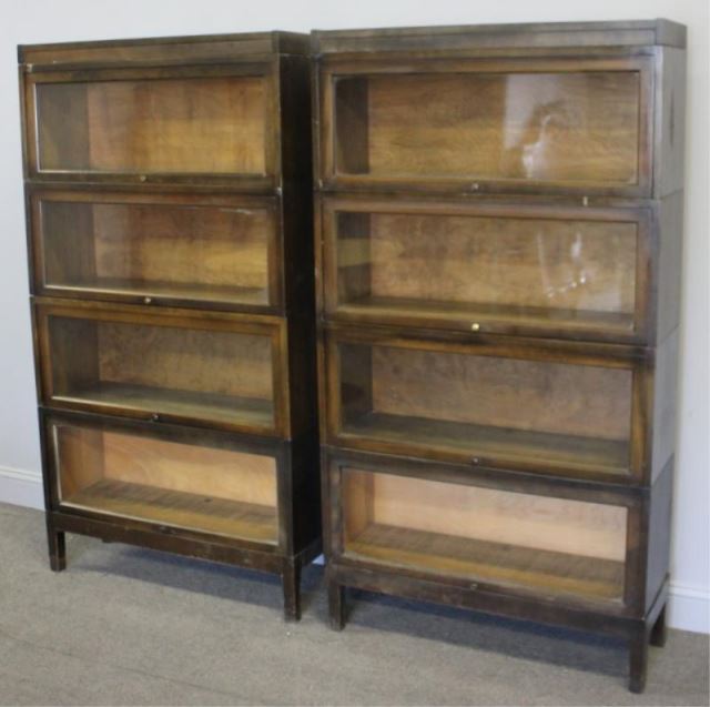 Appraisal: Pair of Stack Barrister Bookcases Labeled Shaw Walker From a