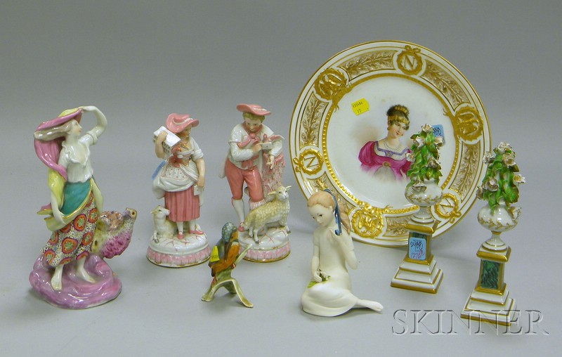 Appraisal: Eight Assorted Decorated Porcelain and Ceramic Articles a Sevres gilt