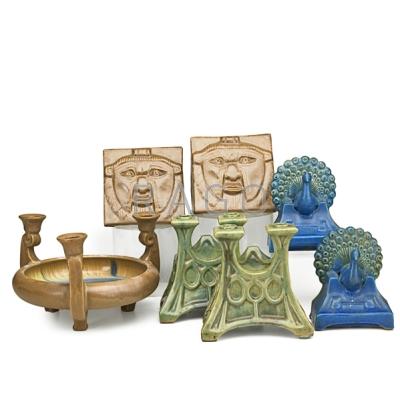 Appraisal: FULPER Three pairs of Book Blocks candlesticks and one center