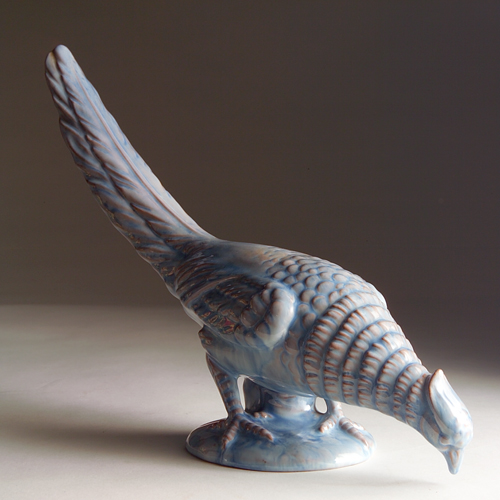 Appraisal: Rare STANGL Della-Ware Pheasant in a terra-rose blue finish Marked