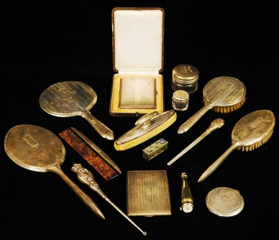 Appraisal: SILVER Silver vanity accessories fifteen pieces many marked sterling most