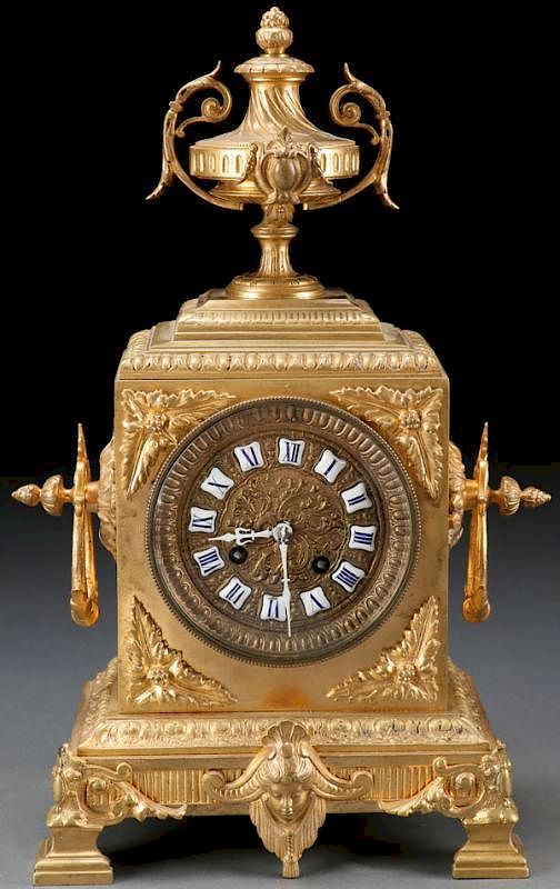 Appraisal: A FRENCH LOUIS XVI STYLE GILT BRONZE CLOCK A FRENCH