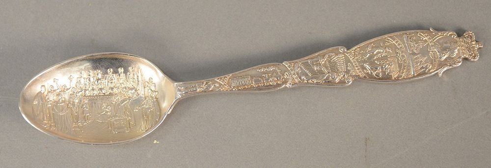 Appraisal: Queen Elizabeth souvenir spoon sterling depicts Queen at throne various