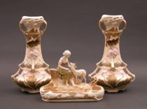 Appraisal: Pair of Royal Dux Ceramic Vases Centerpiece Pair of Royal