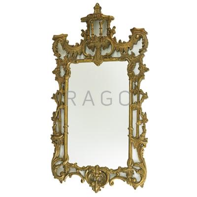 Appraisal: GEORGIAN STYLE GILT FRAME MIRROR Elaborately carved frame with pagoda