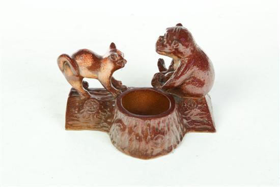 Appraisal: SEWERTILE TOOTHPICK HOLDER Probably Ohio Figural toothpick with a cat