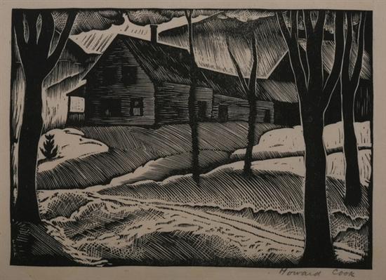 Appraisal: HOWARD COOK American - WINTER FARM signed in pencil lower