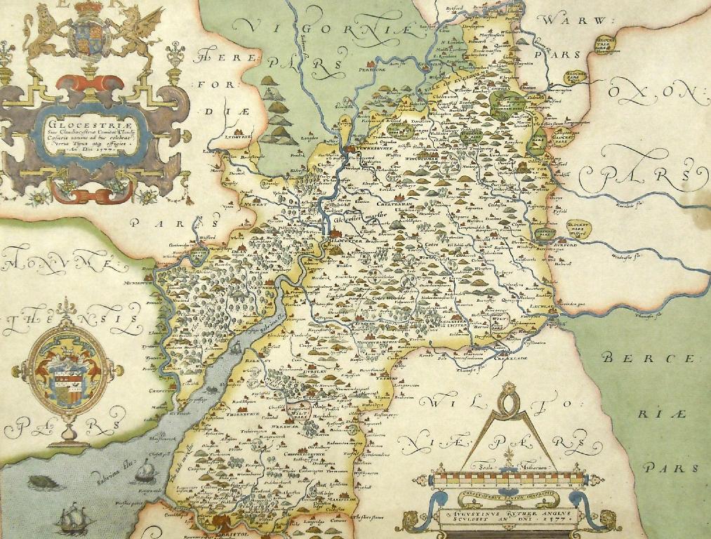 Appraisal: After Christopher Saxton - 'Glocesteriea' map of Gloucester hand coloured