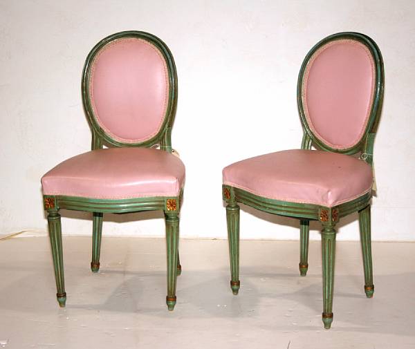 Appraisal: A set of eight Louis XVI style painted dining chairs