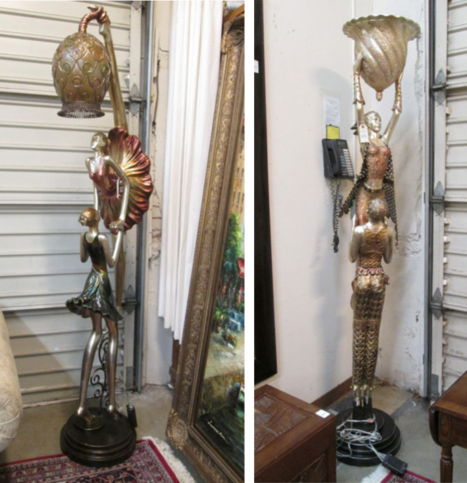 Appraisal: TWO FIGURAL FLOOR LAMPS each featuring two dancers in action