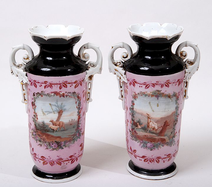 Appraisal: Old Paris Style Vases A pair of old Paris style