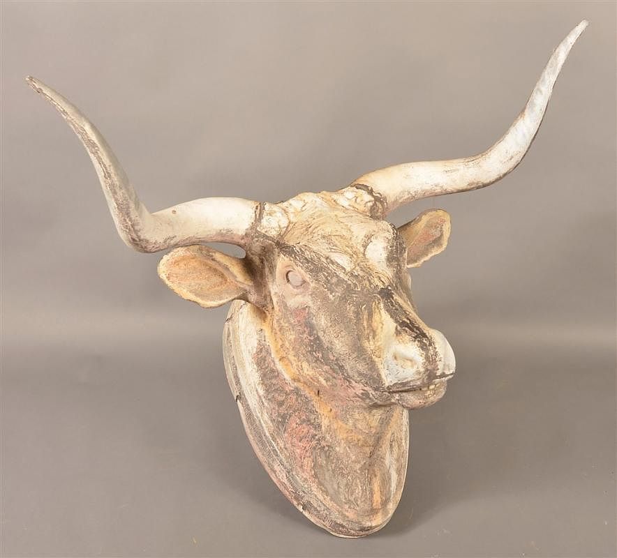 Appraisal: Life Size Zinc Long Horn Steer Butcher's Trade Sign Trade