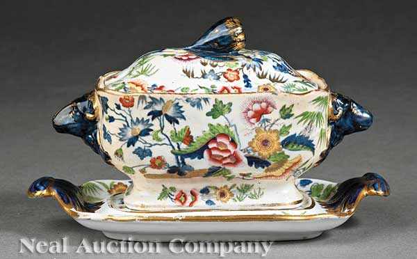 Appraisal: An English Ironstone Covered Sauce Tureen with Undertray early th