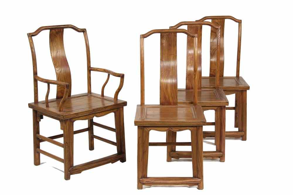 Appraisal: SET OF CHINESE DINING CHAIRS - Eight Chinese Elm Dining