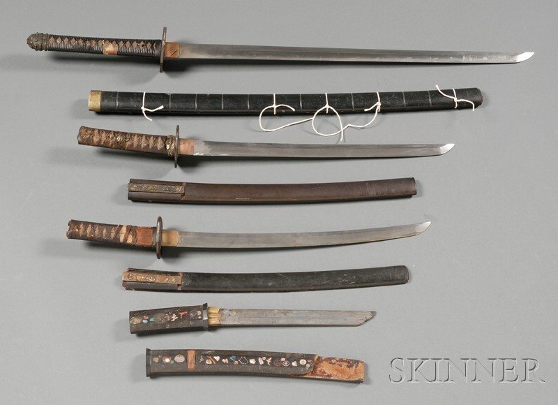 Appraisal: Four Swords Japan th century one Katana two Wakizashi and