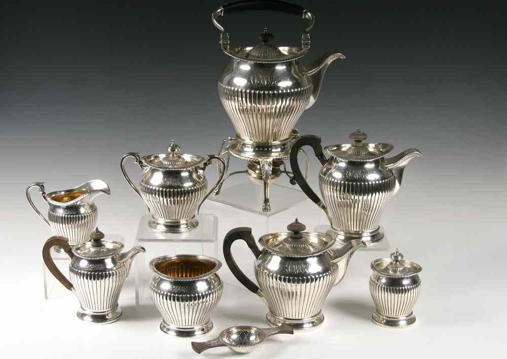 Appraisal: PC STERLING COFFEE TEA SERVICE - Nine Piece Sterling Silver