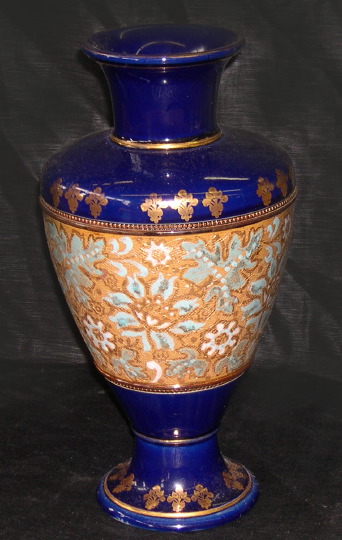 Appraisal: Good Royal Doulton Cobalt-Glazed and Parcel-Gilt Stoneware Footed Vase fourth