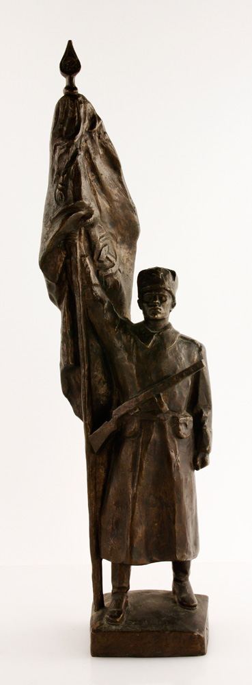 Appraisal: - Kisfaludi Strobl Flag Carrying Soldier Bronze Zsigmond Kisfaludi Strobl