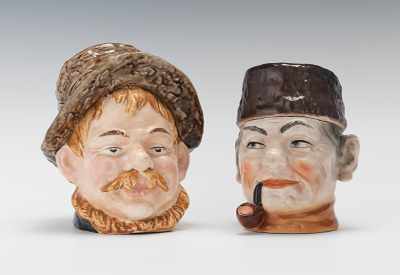 Appraisal: Two Large Male Head Humidors Man with pipe and hat