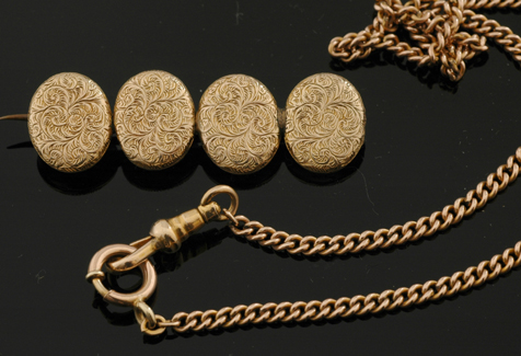 Appraisal: CT GOLD ANTIQUE CHAIN AND CT GOLD BAR BROOCH