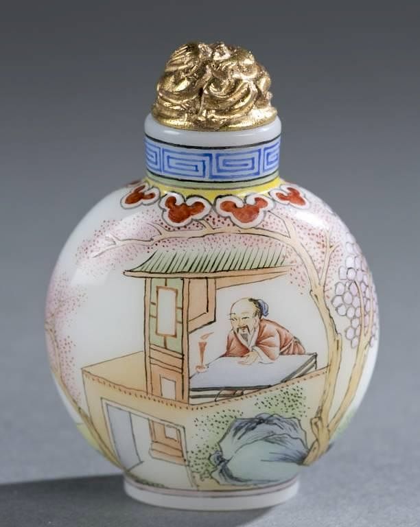 Appraisal: A Chinese Peking glass enamel snuff bottle A Chinese Peking