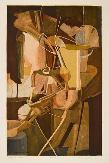 Appraisal: MARCEL DUCHAMP after Mari e Color aquatint on cream Arches