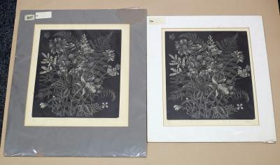 Appraisal: George F Reiss A Summer Bunch two limited edition woodcuts