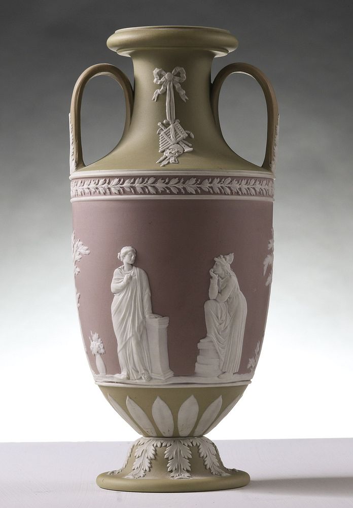 Appraisal: A WEDGWOOD TRICOLOR JASPERWARE VASE Classical scene around the side