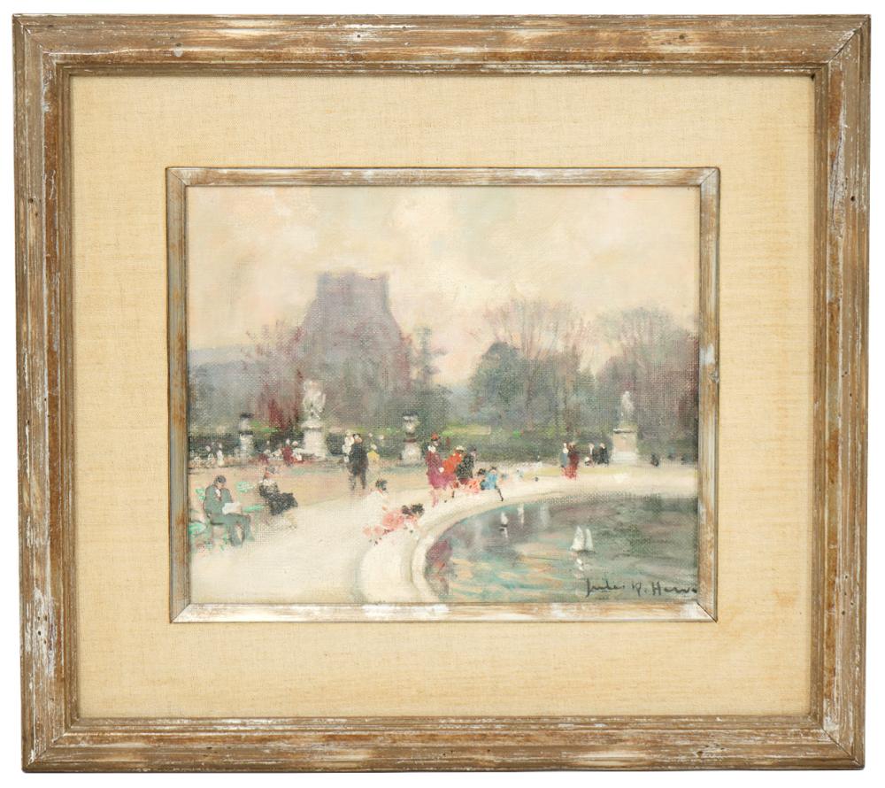 Appraisal: Jules Herve France - 'Tuileries Garden' oil on canvas in