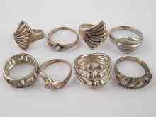 Appraisal: Eight silver and white metal tests silver rings