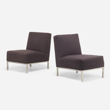 Appraisal: Modern LOUNGE CHAIRS PAIR stainless steel upholstery h w d