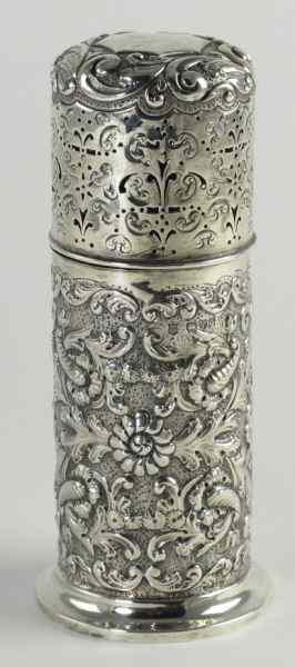 Appraisal: English Sterling Silver Muffineerca Chester with mark of George Nathan